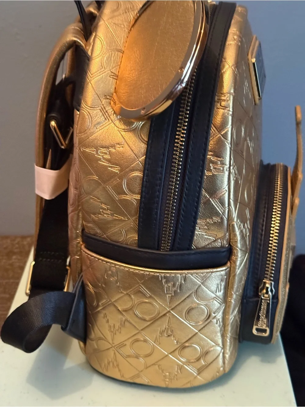 Loungefly Metallic Gold 50th Anniversary Mini Backpack